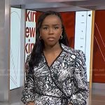 Zinhle Essamuah’s green animal print wrap dress on NBC News