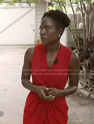 Priscilla Thompson's re laylered v-neck dress on Today