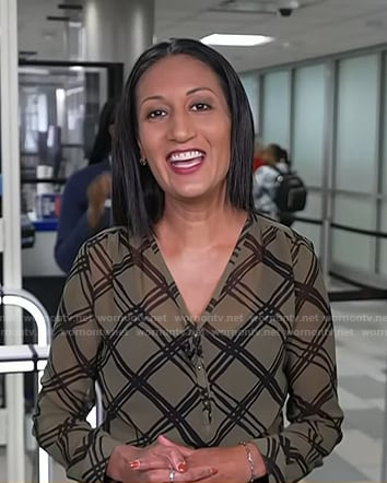 Priya Sridhar’s green plaid blouse on Today
