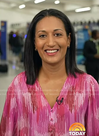 Priya Sridhar's pink print blouse on Today