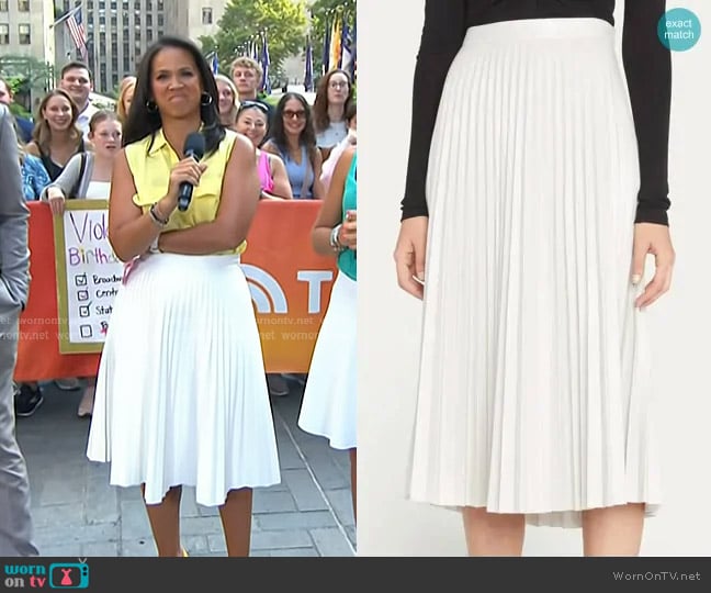 Proenza Schouler White Label Pleated Vegan Leather Midi Skirt worn by Laura Jarrett on Today