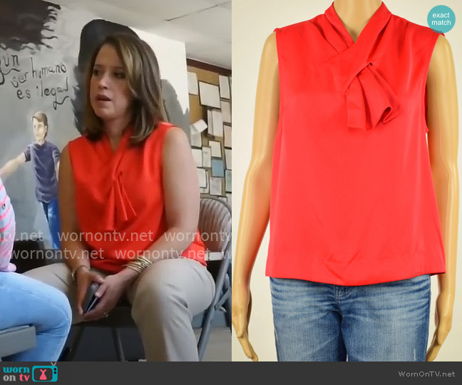 RACHEL Rachel Roy Sleeveless Bow Top worn by Mireya Villarreal on CBS Mornings