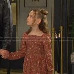 Rachel’s brown floral smocked dress on Days of our Lives