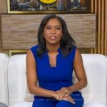 Rachel’s blue sleeveless jumpsuit on Good Morning America