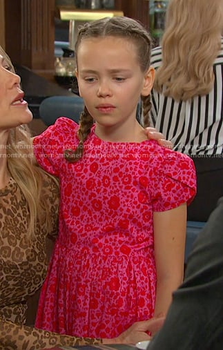 Rachel's red and pink floral dress on Days of our Lives