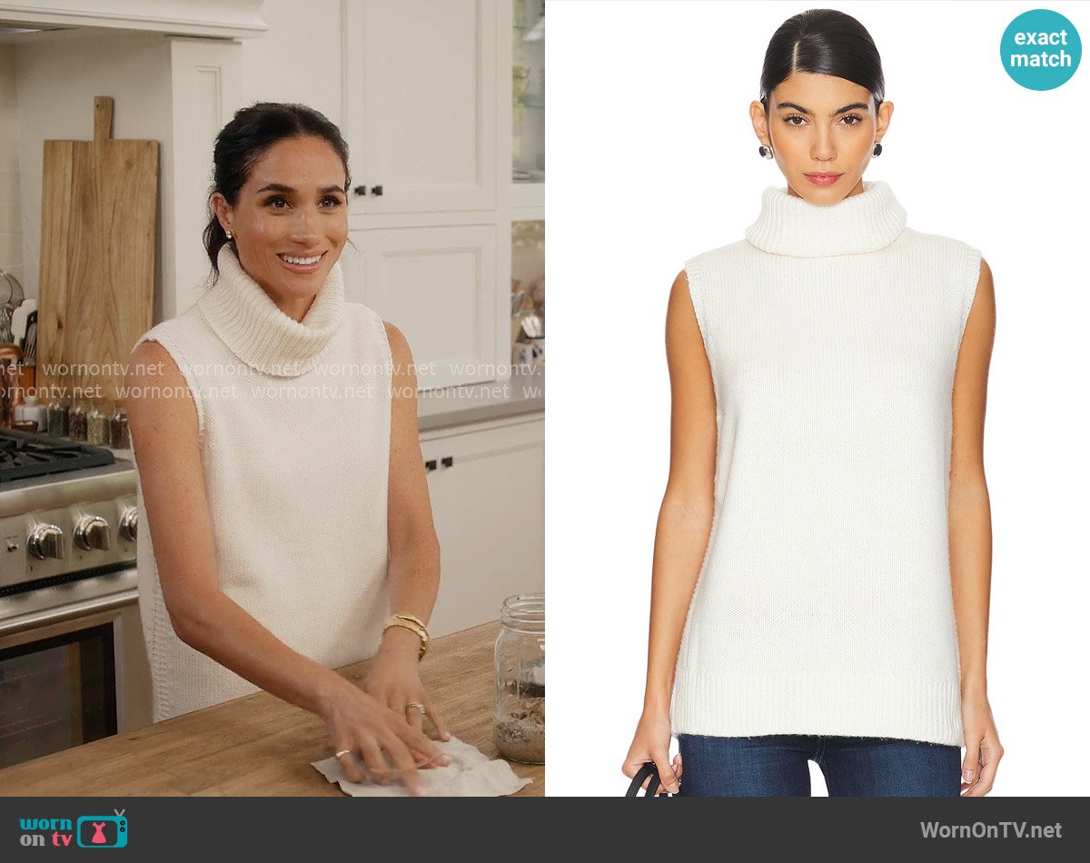 Rag and Bone Danica Vest in Ivory worn by Meghan Markle on With Love Meghan