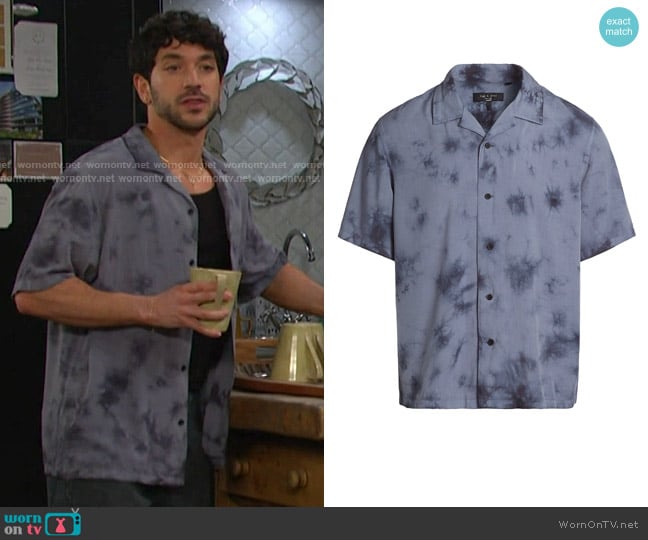 Rag & Bone Avery Washed Short Sleeve Shirt in Ombre worn by  Javi Hernandez (Al Calderon) on Days of our Lives