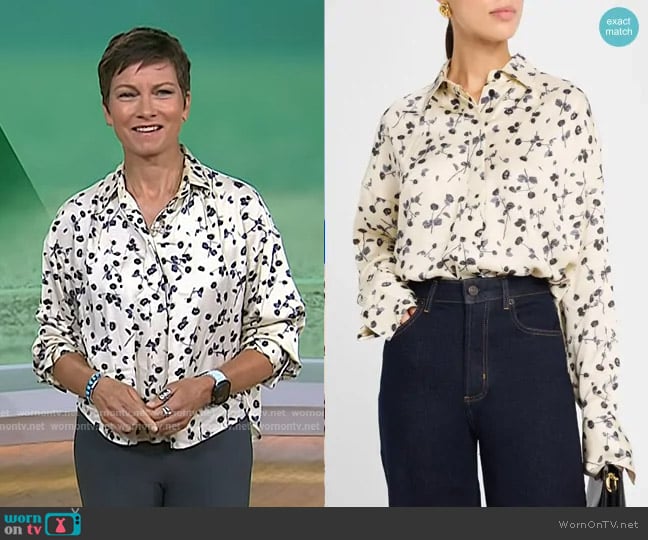 Rag & Bone Martha Floral Satin Shirt in Ivory Floral worn by Stephanie Gosk on Today