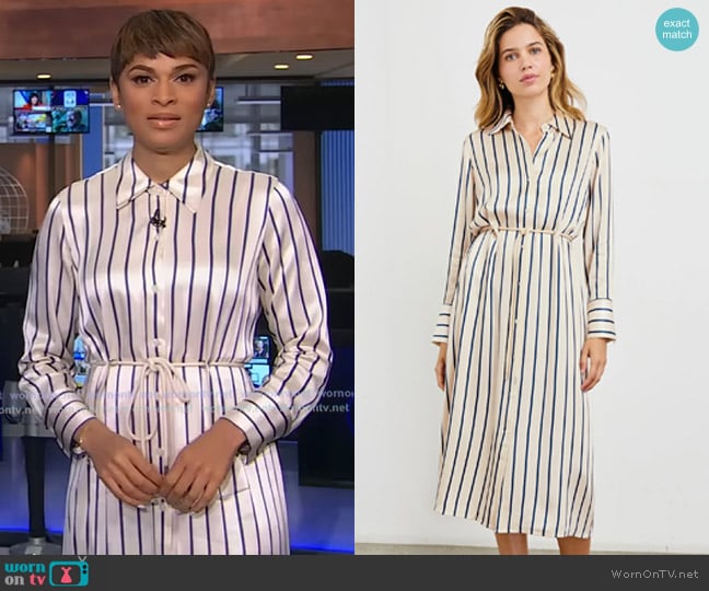 Jericka’s stripe shirtdress on CBS Evening News