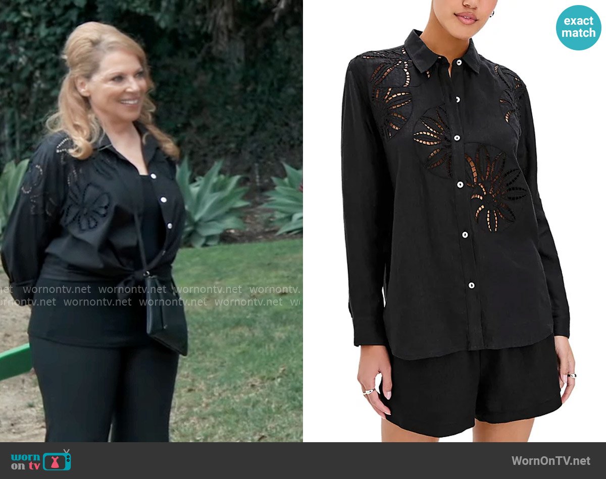 Rails Samar Shirt in Black worn by Liesl Obrecht (Kathleen Gati) on General Hospital