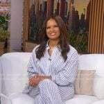Rocsi’s sequin striped shirt and pants on Good Morning America