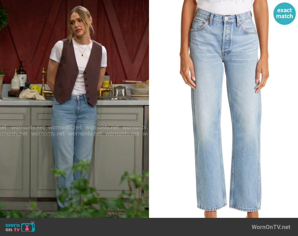 Re/Done 90s High Waist Loose Jeans worn by Claire Grace (Hayley Erin) on The Young and the Restless