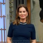 Rebecca’s navy embellished neck sweater on Good Morning America