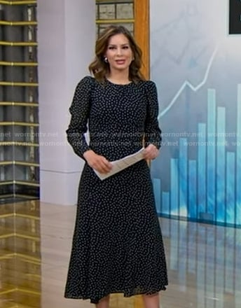 Rebecca’s black polka dot dress on Good Morning America