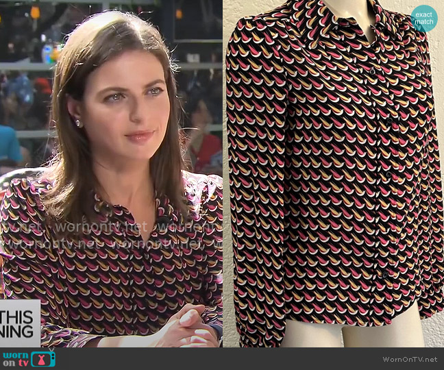RED Valentino Silk Crepe De Chine Printed Blouse worn by Bianna Golodryga on CBS Mornings