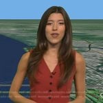 Lindsay Tuchman’s red vest and pants on Good Morning America