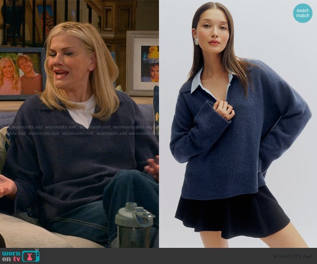Reformation Sawyer Oversized Cashmere Polo worn by Carol (Kristen Johnston) on Leanne