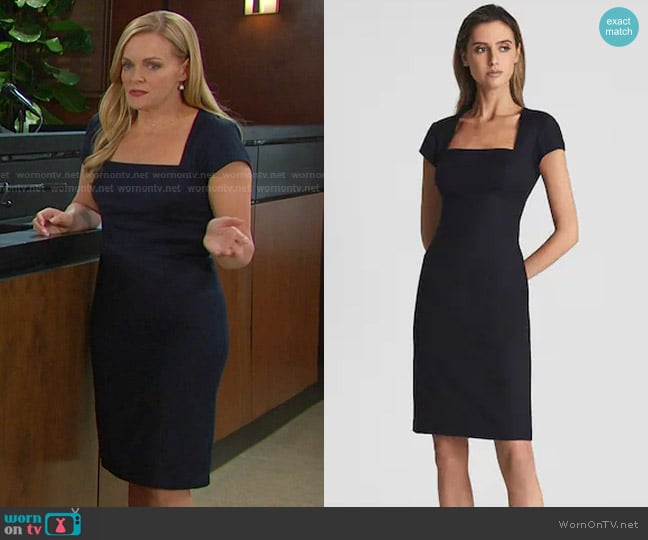Reiss Haisley Dress in Navy worn by Belle Brady (Martha Madison) on Days of our Lives