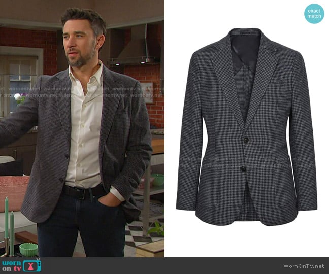 Reiss Progress Puppytooth Slim Fit Blazer worn by Chad DiMera (Billy Flynn) on Days of our Lives