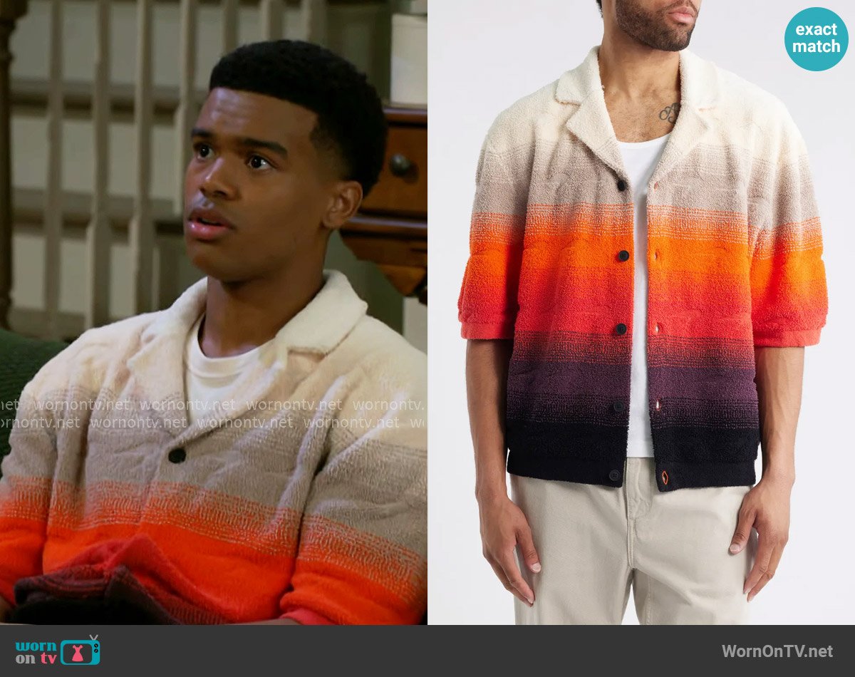 Reiss x McLaren Pacific Terry Knit Top worn by Tyrell Richardson (Jaden Lucas Miller) on Beyond the Gates