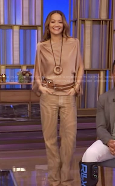 Rita Ora's denim jeans on Live with Kelly and Mark