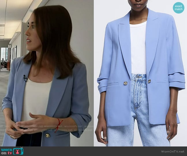 River Island Ruched Sleeve Blazer worn by Maggie Vespa on Today