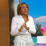 Robin’s white floral print pants on Good Morning America