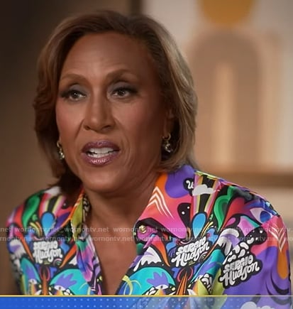 Robin's multicolor print shirt on Good Morning America