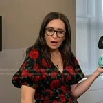 Savannah’s black rose print top on Today