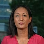 Priya Sridha’s pink ruffle trim blouse on Today