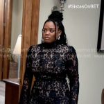 Sabrina’s black lace mini dress on Tyler Perrys Sistas