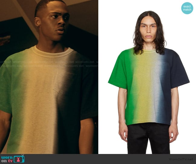 Sacai Tie-Dyed Cotton-Jersey T-Shirt worn by Bakari (Bakari) on The Chi