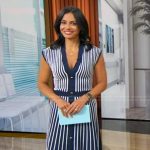 Tara’s blue stripe knit dress on Good Morning America