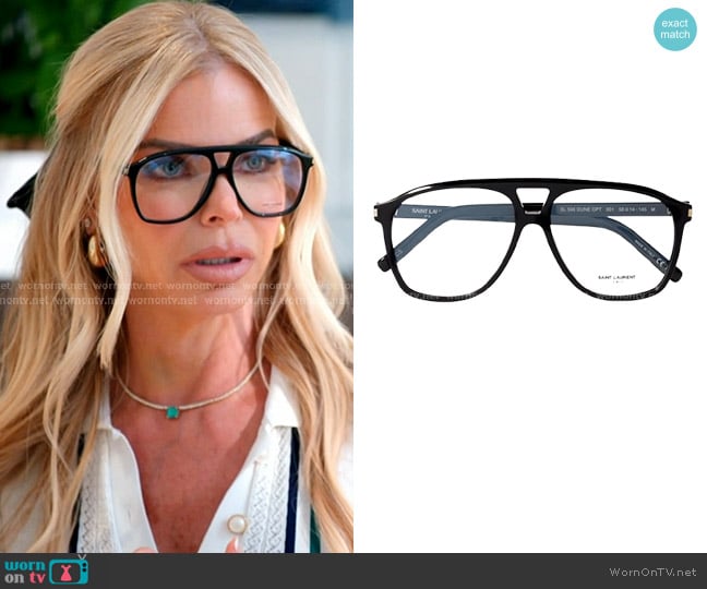 Saint Laurent Dune Aviator-style Acetate Optical Glasses worn by Alexia Echevarria (Alexia Echevarria) on The Real Housewives of Miami