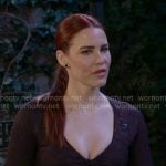 Sally’s black long sleeved crop top on The Young and the Restless