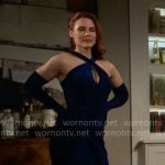 Sally’s blue keyhole dress on The Young and the Restless