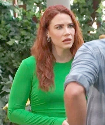 Sally's green long sleeve maxi dress on The Young and the Restless