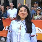 Samah Dada’s blue striped cropped shirt on Today