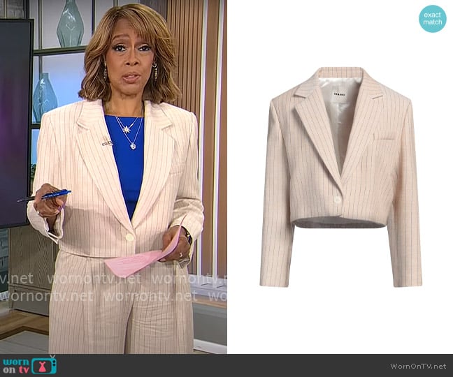 Sandro Pinstripe Blazer worn by Gayle King on CBS Mornings