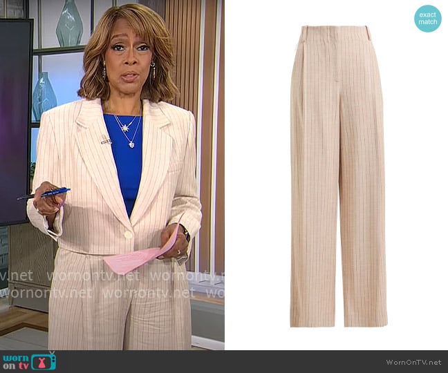 Sandro Pinstripe Pants worn by Gayle King on CBS Mornings