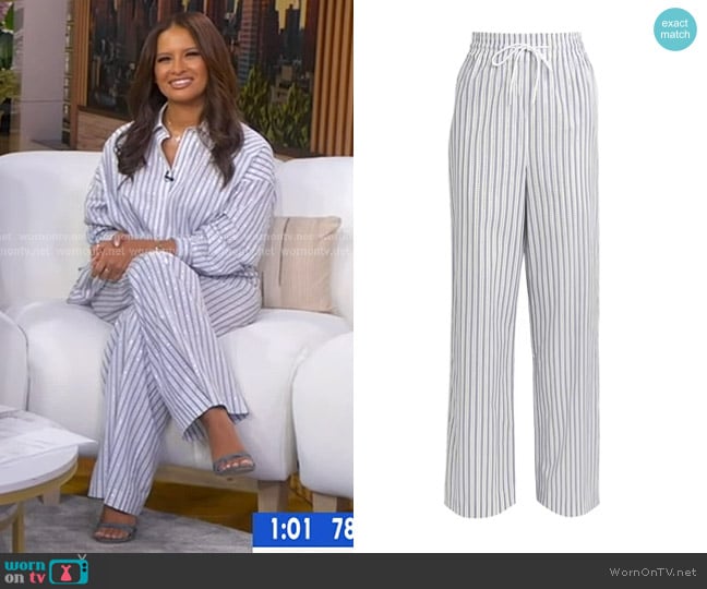 Sandro Rhinestone Striped Wide-Leg Trousers worn by Rocsi Diaz on Good Morning America