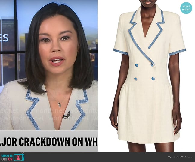 Sandro Seville Tweed Blazer Dress worn by Jo Ling Kent on CBS Mornings