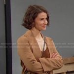 Sarah’s brown long jacket on Days of our Lives