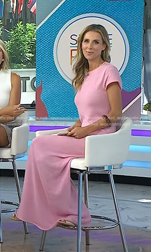 Sarah Eggenberger's pink knit maxi dress on Today