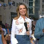 Savannah’s floral embroidered shirt and denim skirt on Today