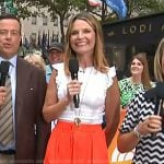 Savannah’s white smocked top and orange skirt on Today