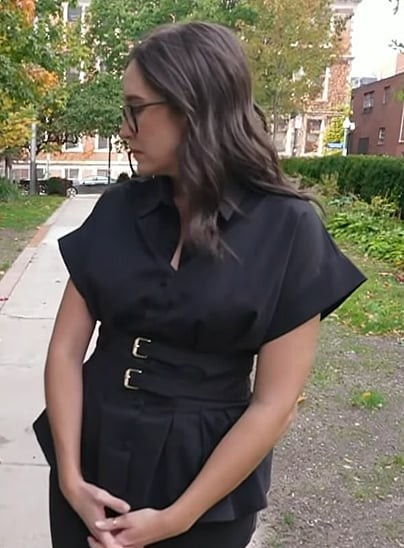 Savannah's black double buckle waist shirt on Today