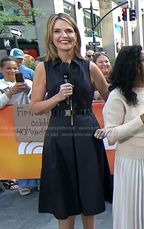 Savannah's black zip front belted dress on Today