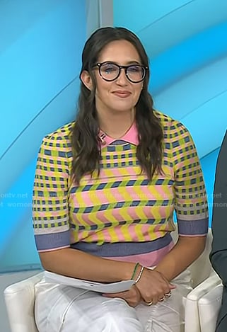 Savannah’s multicolor check polo sweater on Today