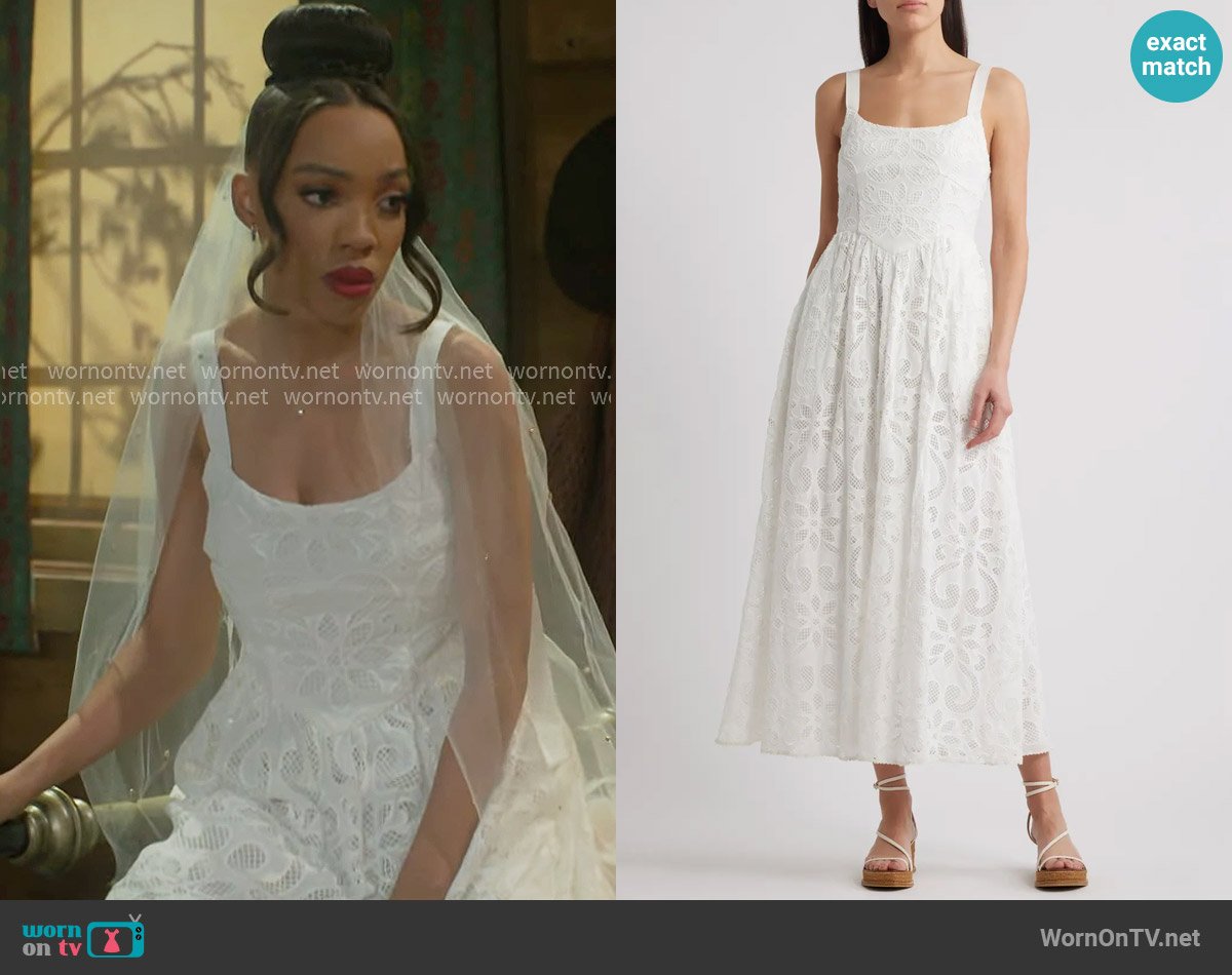 Saylor Maryl Open Stitch Sleeveless Maxi Dress worn by Allison Bailey (Brianna Roberts) on Beyond the Gates